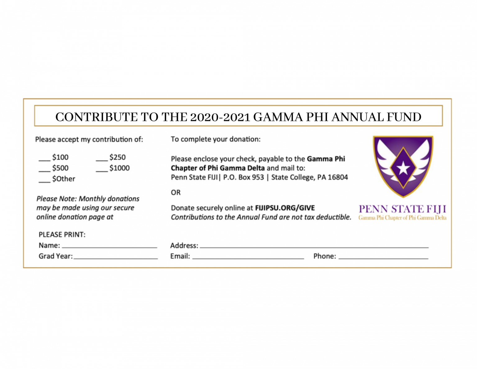 Delta Gamma Sponsor Form Printable